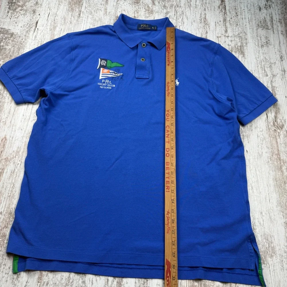 Polo Ralph Lauren Mens XL Blue Yacht Club 1st Class Nautical Flag Polo Shirt